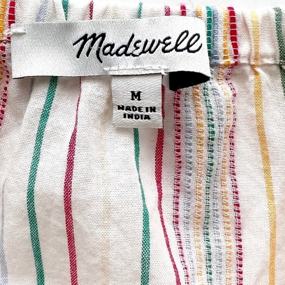 2/25 MADEWELL Rainbow Stripes Cami Top Tank Button Front Shirt Tuck Summer M - Picture 4 of 5